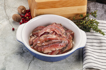 Anchvy canned fish fillet preserve