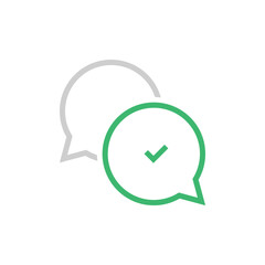 Speech bubble check mark icon. Vector illustration