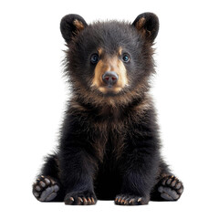 Adorable black bear cub sitting with a cute expression, perfect for wildlife and nature-themed projects or children's materials.