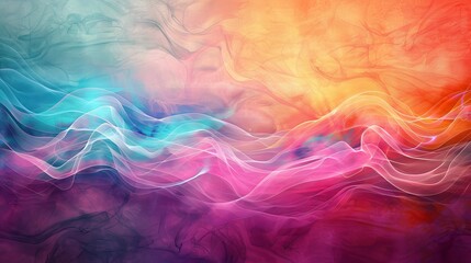 Obraz premium Advancements in cancer therapies illustrated with a colorful wave on a canvas, side view, symbolizing healing journeys, robotic tone, Complementary Color Scheme