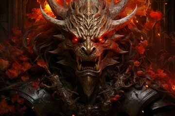 A fearsome half-dragon warrior, with fiery breath and scales as tough as steel. - Generative AI