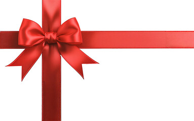 Red Ribbon Bow For Gift Packaging Isolated On Transparent Background