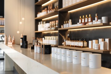 closeup skincare product with elegant product displays