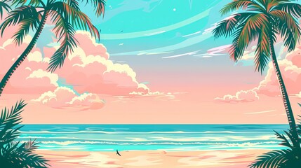 Obraz premium beach with palm trees