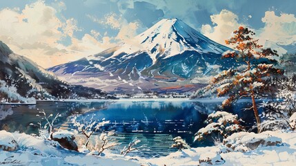 A mountain in winter