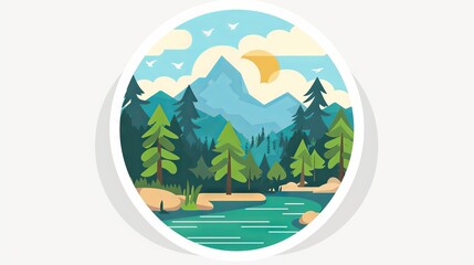 Naklejka premium Landscape concept icon design