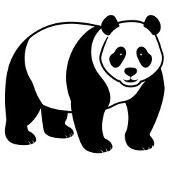Cute panda illustration, friendly black and white character ideal for kids learning materials