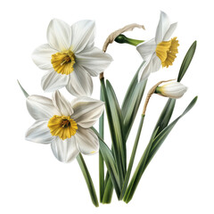 Obraz premium White narcissus isolated on white background among spring flowers and tags including flower, daffodil, spring, narcissus, yellow, nature, plant, flowers, white, bloom, isolated, blossom, daffodils, fl
