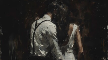Obraz premium A painting of a couple in love with a man and woman, Generative AI illustrations. 