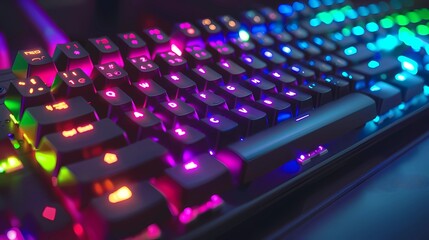 a keyboard with the rainbow lights, Generative AI illustrations. 