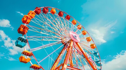 Fototapeta premium Ferris wheel during the day clear sky photorealism, Generative AI illustrations. 