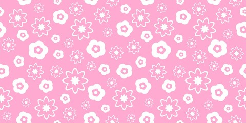 abstract square seamless pattern with cute chamomile flowers. cute floral pink background surface design, textile, print, wrapp paper, cover. modern art illustration.