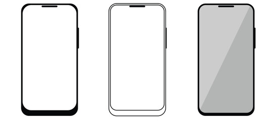 Smart phone icon mobile mockup. Front line cell phone on screen. Mobile phone symbol set. Vector illustration. on white background. 