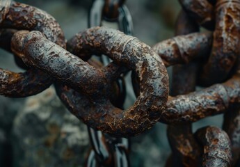 Fototapeta premium A jumble of ancient, rusted chain.