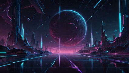 Blue and purple glowing futuristic sci-fi gaming background. 2d style