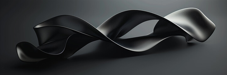 Elegant black sculpture with flowing, intertwined shapes.