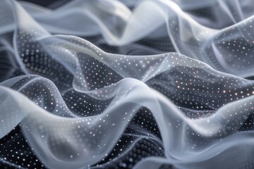 Close-up of delicate translucent fabric with wavy pattern