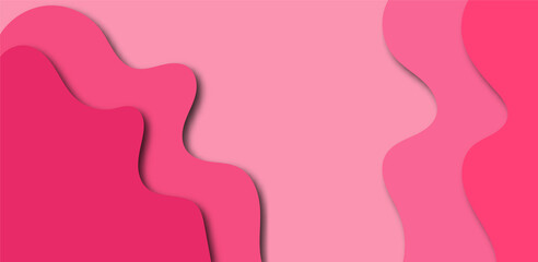 Pink abstract waves and curves cut from paper.