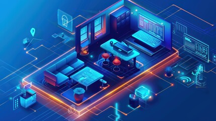 Futuristic Smart Home System Banners with IoT Integration - Cutting-edge Smart Home Banners with Advanced Technology - Generativ AI