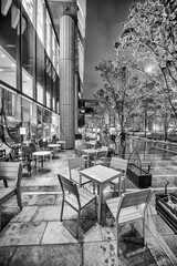 Osaka, Japan - May 26, 2016: City streets and skyscrapers at night
