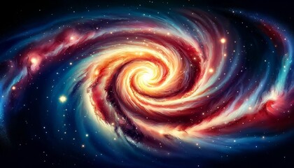 Vibrant Spiral Galaxy with Swirling Stars and Nebulae