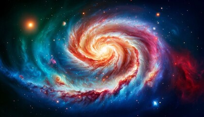Vibrant Spiral Galaxy with Swirling Stars and Nebulae