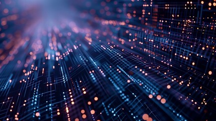 Naklejka premium Digital background, abstract pattern of data nodes and lines forming a digital matrix