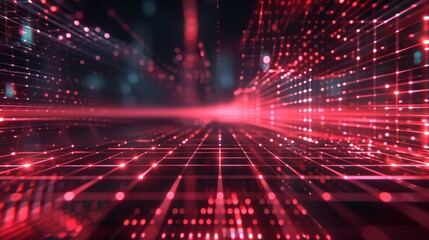 Obraz premium Digital background, geometric grid of lines and points forming a technological tapestry