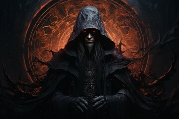 A mysterious and brooding sorcerer, drawing power from forbidden sources and harboring dark secrets. - Generative AI