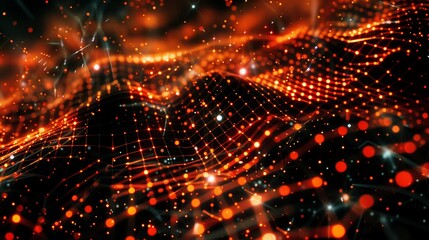 Obraz premium Digital background, structured mesh of cyber lines and dots creating a cutting-edge visual