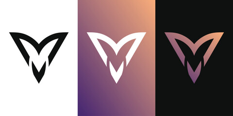 MV monogram logo design. Premium Vector