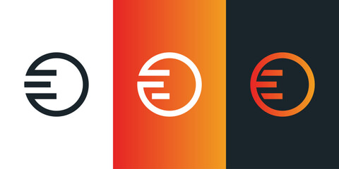 Set of letter E logo design with circle shape. Premium Vector