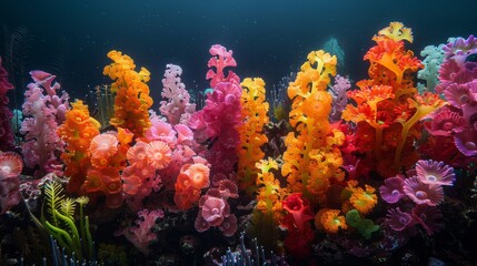 Naklejka premium Vibrant coral reef underwater panorama