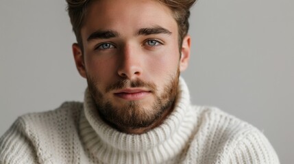 Fototapeta premium Confident young man in white sweater
