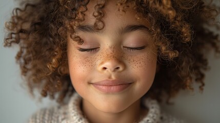Fototapeta premium Serene child with closed eyes