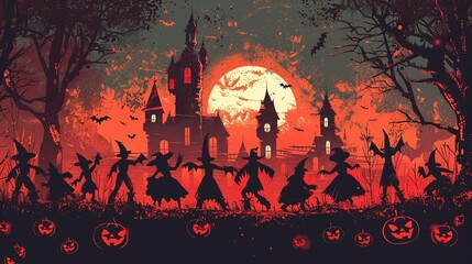 Create an image of a Halloween danceoff competition