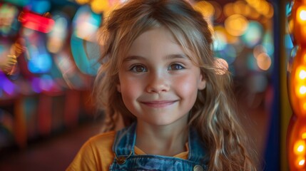Fototapeta premium Joyful child at amusement park