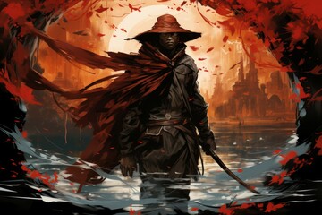 Obraz premium A skilled and versatile ranger, navigating the wilderness with ease and unleashing deadly arrows. - Generative AI