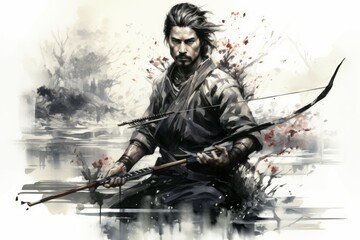 Obraz premium A skilled and versatile ranger, navigating the wilderness with ease and unleashing deadly arrows. - Generative AI