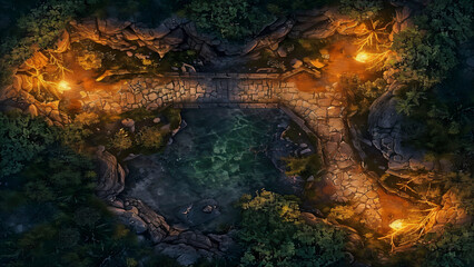 Obraz premium Fantasy darkness Battlemap DnD,RPG Map for Dungeons and Dragons, horror