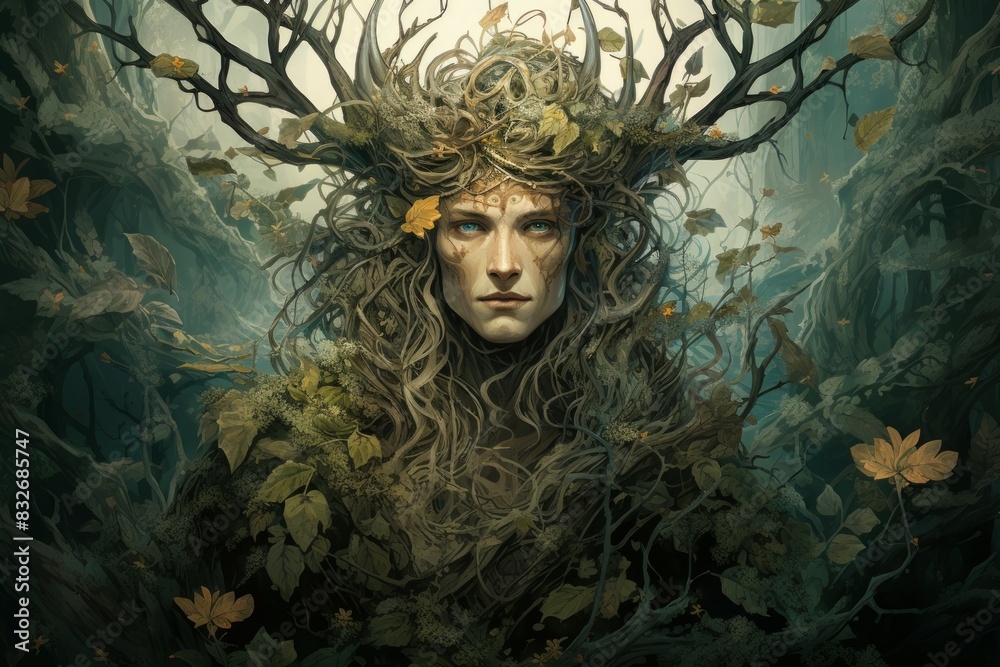 Wall mural a gentle and nurturing druid, attuned to the natural world and capable of commanding its forces. - g