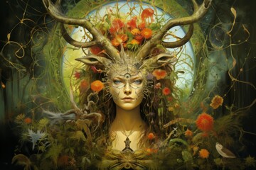 A gentle and nurturing druid, attuned to the natural world and capable of commanding its forces. - Generative AI