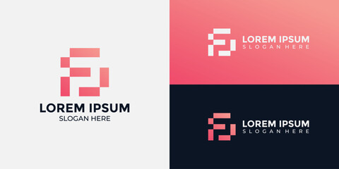 technology style letter P logo