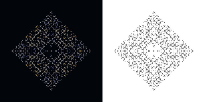 Traditional cross-stitch vector pattern - styled as the folk art Zmijanje embroidery designs from Bosnia and Herzegovina. Retro ethnic geometric Blakan ornament, old hand made decoration