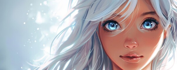 Enchanting anime girl with sparkling blue eyes