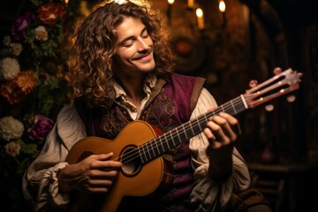 Fototapeta premium A charming and persuasive bard, captivating audiences with their enchanting performances. - Generative AI