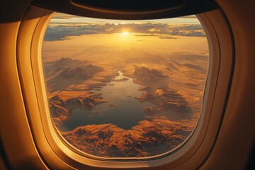 An amazing landscape of the earth from above opens from the window of the aircraft