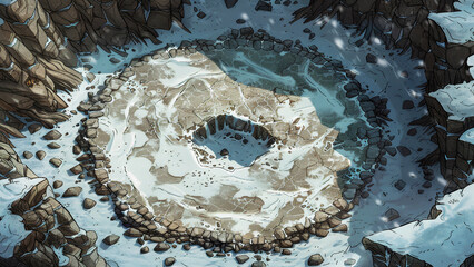 Winter Battlemap DnD,RPG Map  for Dungeons and Dragons, Snowy Terrain