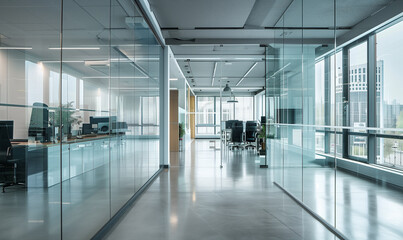 Architektura ii wnętrza - biuuro z przeszklonymi ścianami, sala konferencyjna
