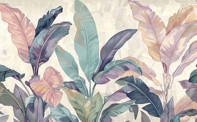 Beautiful seamless floral pattern background with tropical bright palm leaves and exotic plants. Watercolor wallpaper. AI generated illustration